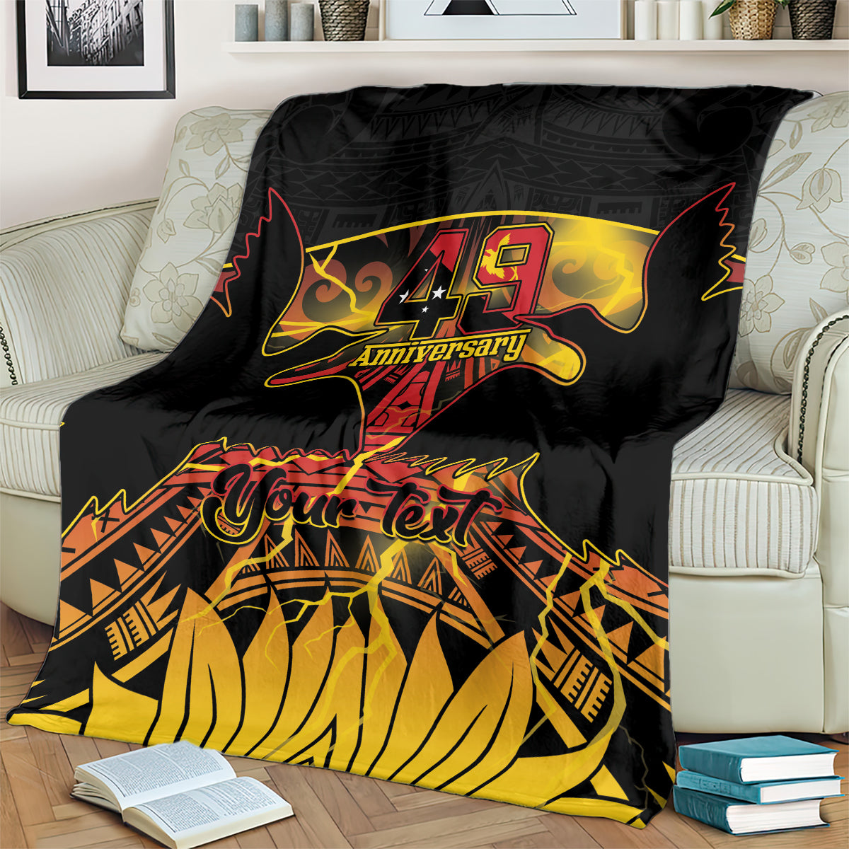 Personalised Papua New Guinea 49th Anniversary Blanket Bird of Paradise Unity In Diversity LT9 - Polynesian Pride