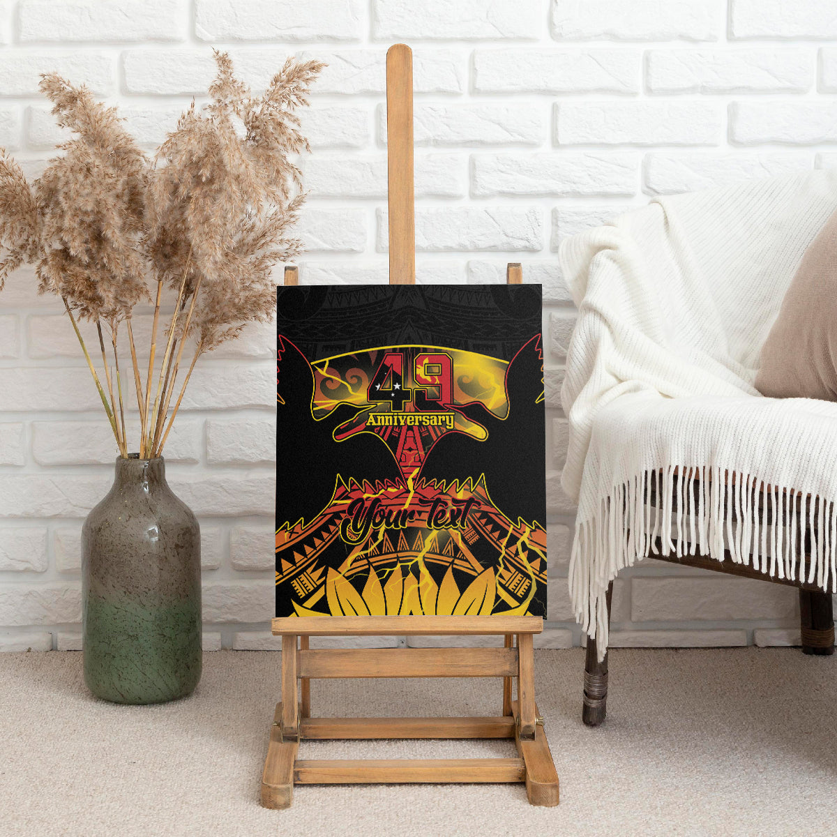 Personalised Papua New Guinea 49th Anniversary Canvas Wall Art Bird of Paradise Unity In Diversity LT9 - Polynesian Pride