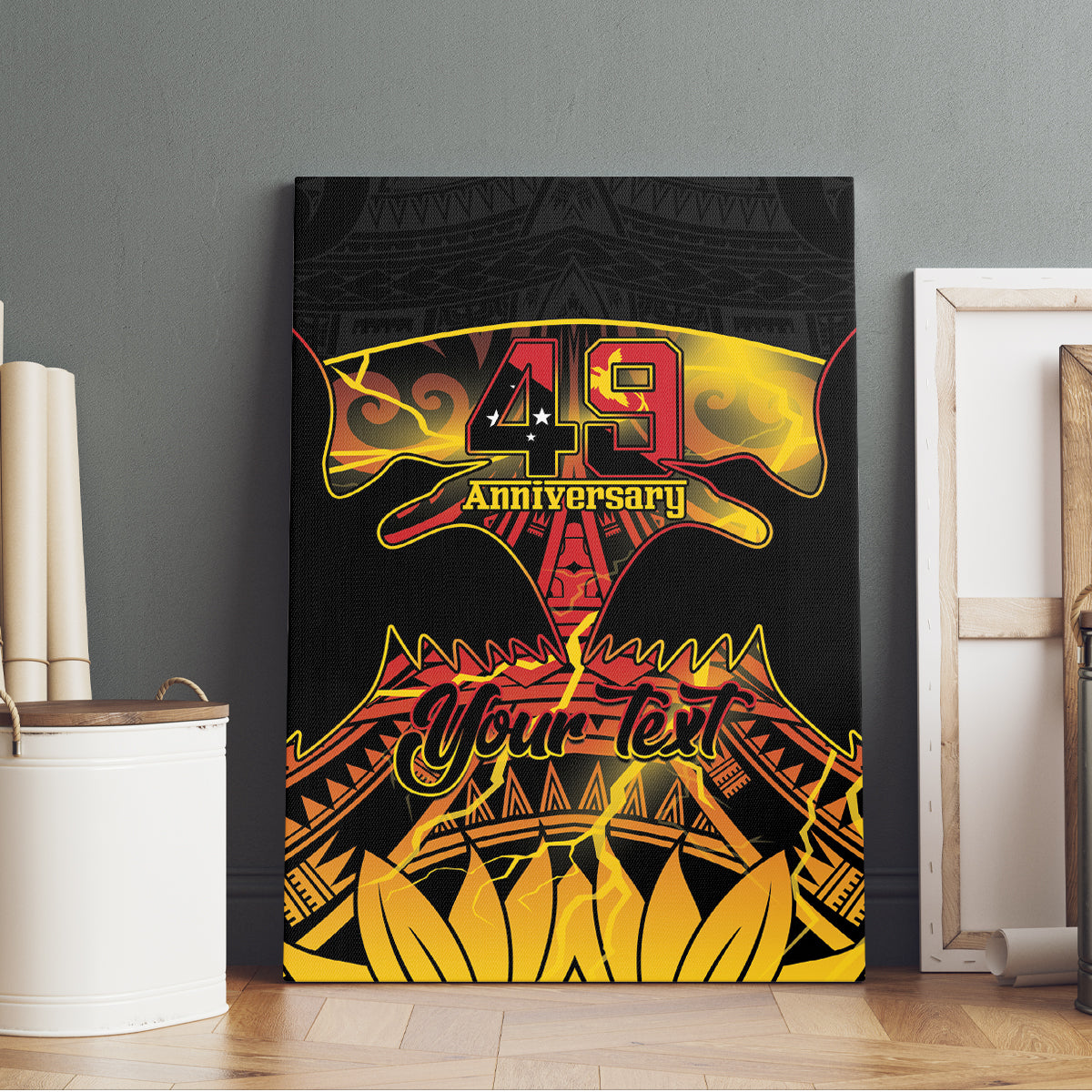 Personalised Papua New Guinea 49th Anniversary Canvas Wall Art Bird of Paradise Unity In Diversity LT9 - Polynesian Pride