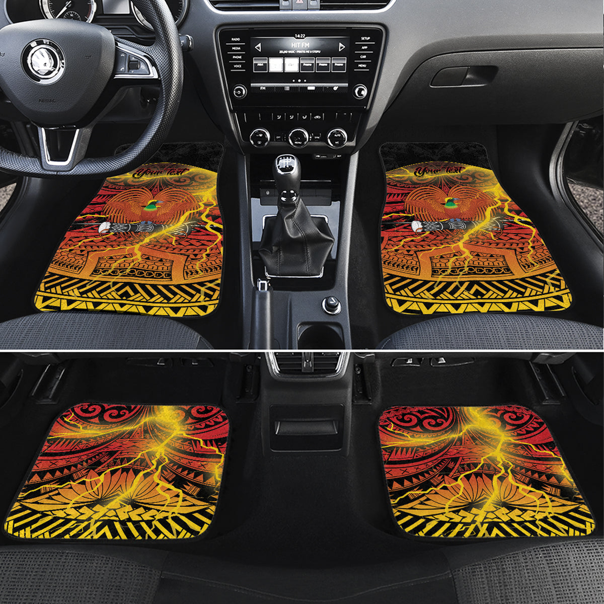 Personalised Papua New Guinea 49th Anniversary Car Mats Bird of Paradise Unity In Diversity LT9 Set 4pcs Black - Polynesian Pride