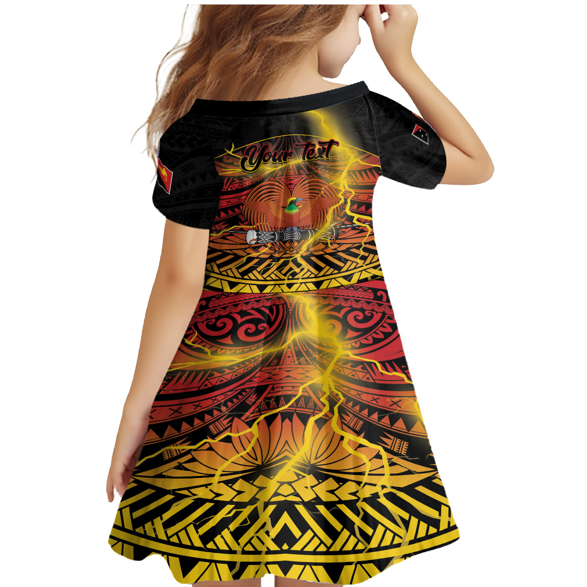 Personalised Papua New Guinea 49th Anniversary Family Matching Mermaid Dress and Hawaiian Shirt Bird of Paradise Unity In Diversity