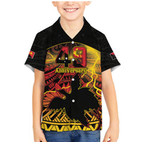 Personalised Papua New Guinea 49th Anniversary Family Matching Mermaid Dress and Hawaiian Shirt Bird of Paradise Unity In Diversity