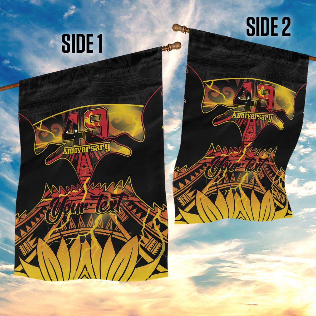 Personalised Papua New Guinea 49th Anniversary Garden Flag Bird of Paradise Unity In Diversity LT9 - Polynesian Pride