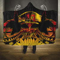 Personalised Papua New Guinea 49th Anniversary Hooded Blanket Bird of Paradise Unity In Diversity LT9 One Size Black - Polynesian Pride