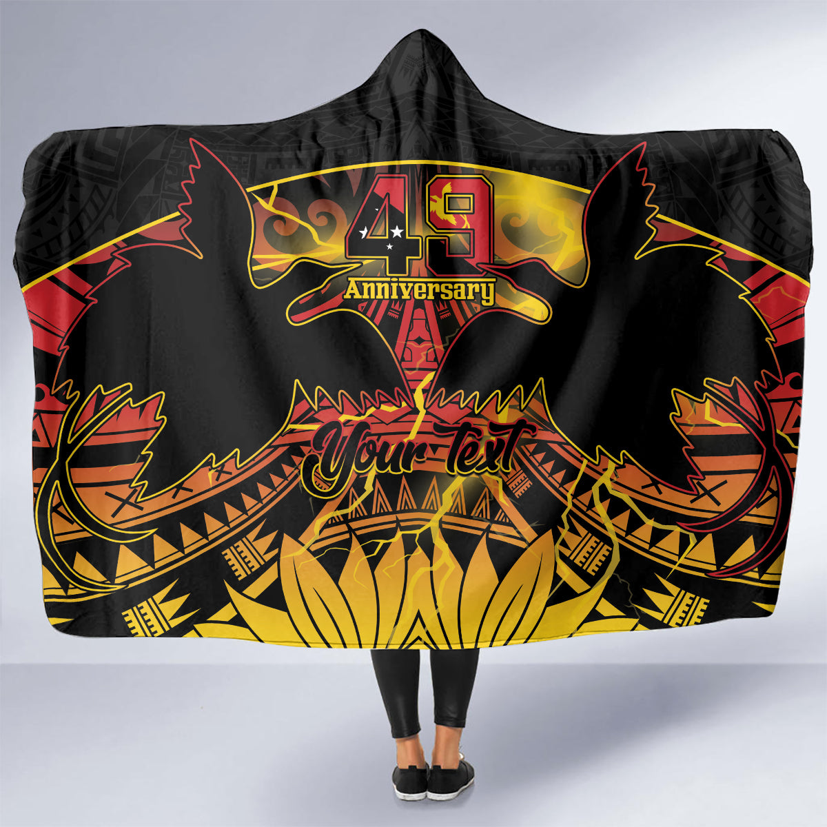 Personalised Papua New Guinea 49th Anniversary Hooded Blanket Bird of Paradise Unity In Diversity LT9 - Polynesian Pride