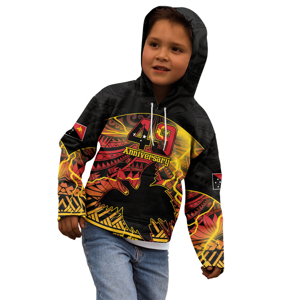 Personalised Papua New Guinea 49th Anniversary Kid Hoodie Bird of Paradise Unity In Diversity