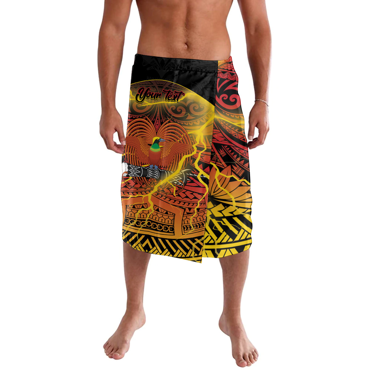 Personalised Papua New Guinea 49th Anniversary Lavalava Bird of Paradise Unity In Diversity LT9 Black - Polynesian Pride