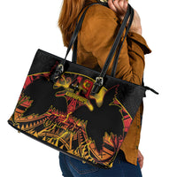 Personalised Papua New Guinea 49th Anniversary Leather Tote Bag Bird of Paradise Unity In Diversity LT9 - Polynesian Pride
