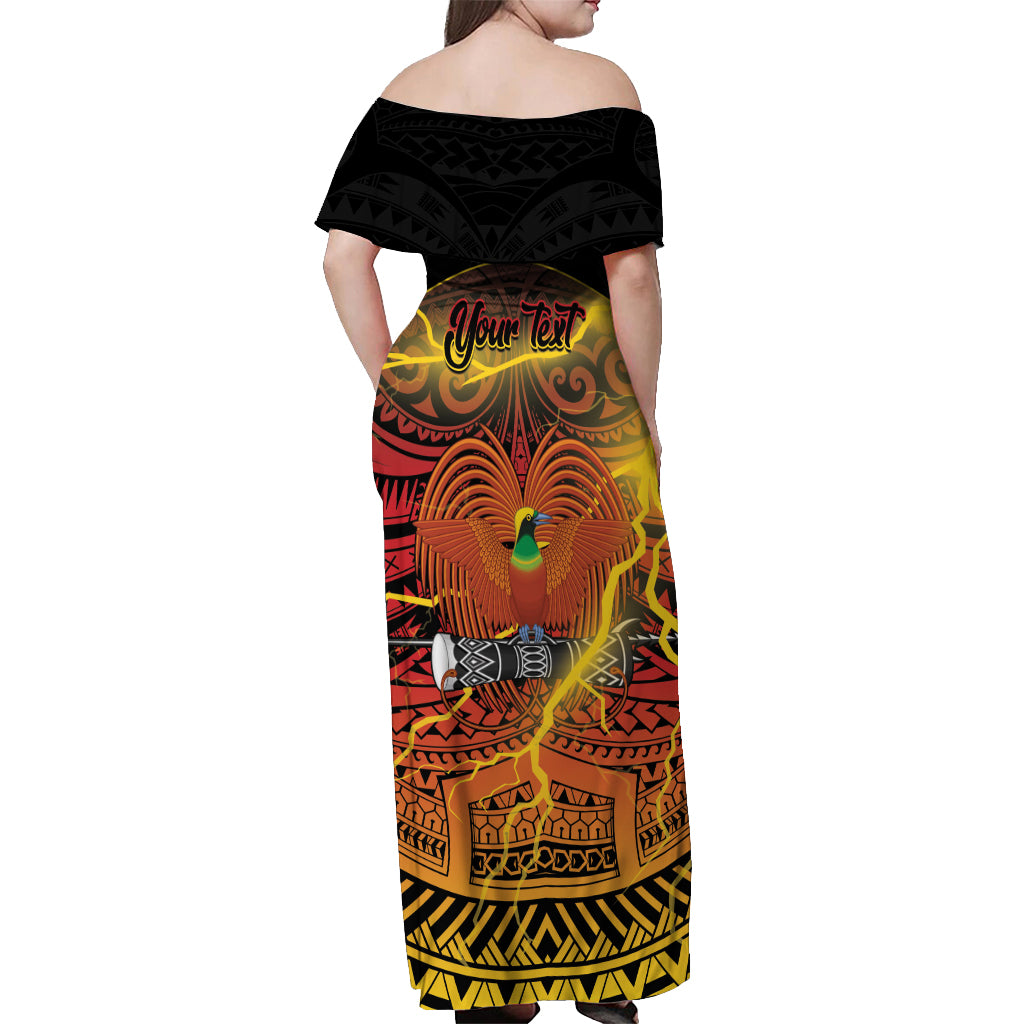 Personalised Papua New Guinea 49th Anniversary Off Shoulder Maxi Dress Bird of Paradise Unity In Diversity LT9 - Polynesian Pride