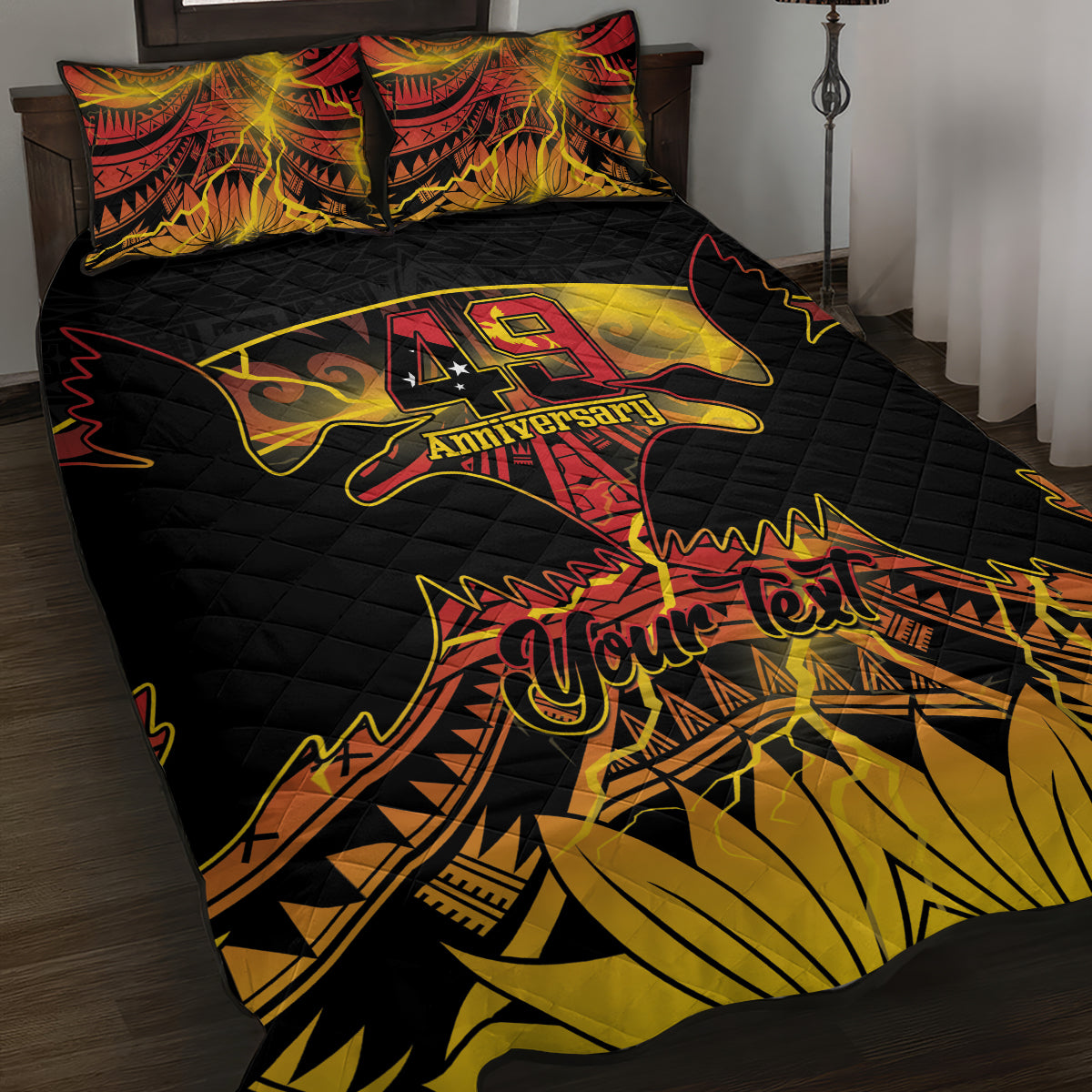 Personalised Papua New Guinea 49th Anniversary Quilt Bed Set Bird of Paradise Unity In Diversity