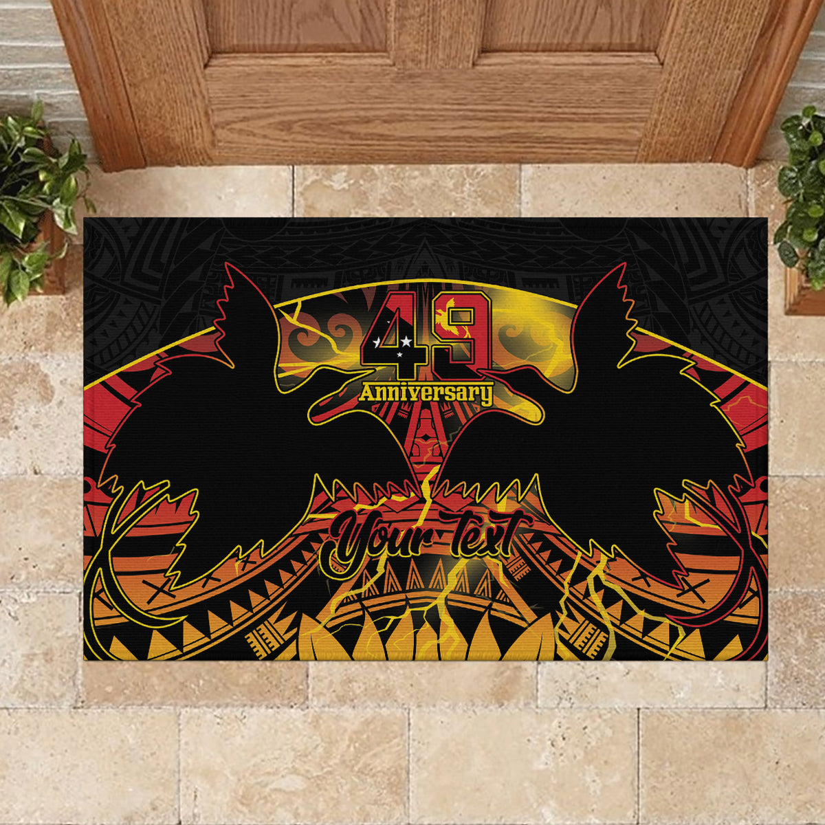 Personalised Papua New Guinea 49th Anniversary Rubber Doormat Bird of Paradise Unity In Diversity LT9 - Polynesian Pride