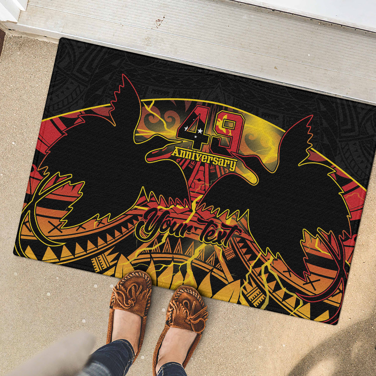 Personalised Papua New Guinea 49th Anniversary Rubber Doormat Bird of Paradise Unity In Diversity LT9 - Polynesian Pride