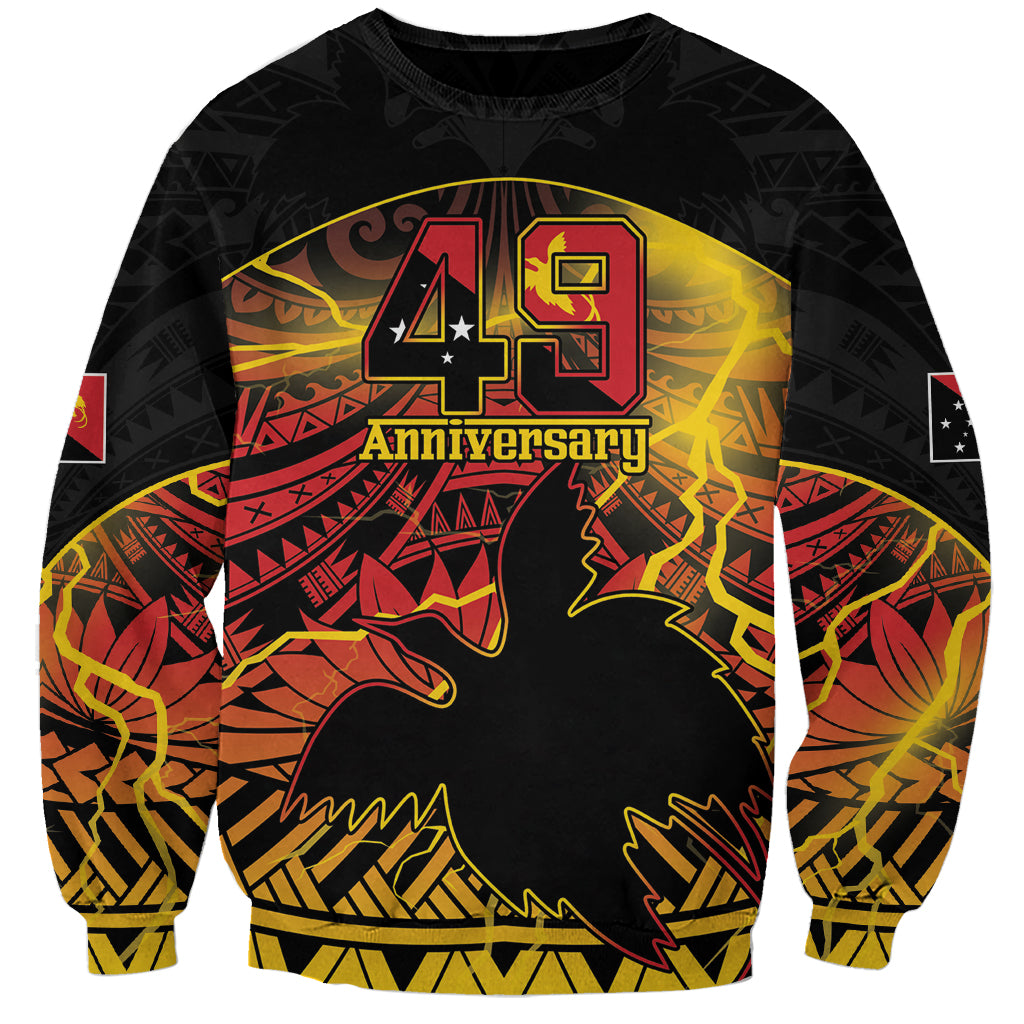 Personalised Papua New Guinea 49th Anniversary Sweatshirt Bird of Paradise Unity In Diversity LT9 Unisex Black - Polynesian Pride