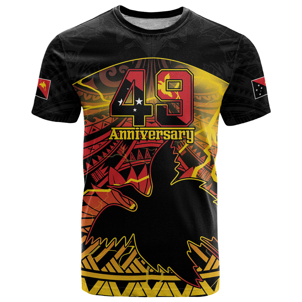 Personalised Papua New Guinea 49th Anniversary T Shirt Bird of Paradise Unity In Diversity LT9 Black - Polynesian Pride