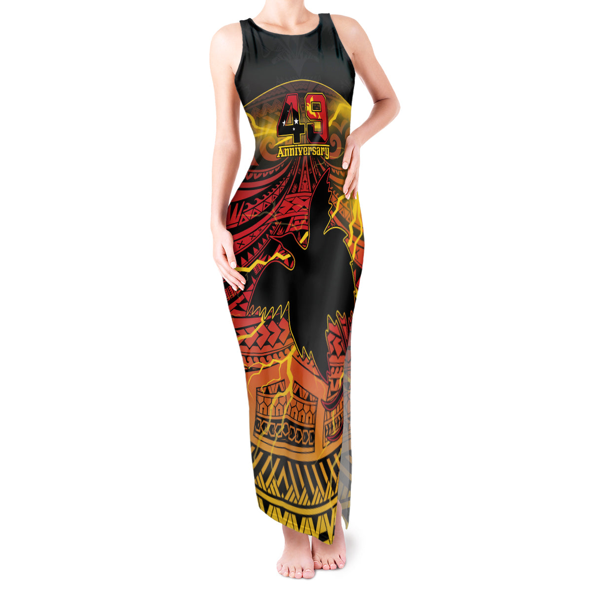 Personalised Papua New Guinea 49th Anniversary Tank Maxi Dress Bird of Paradise Unity In Diversity