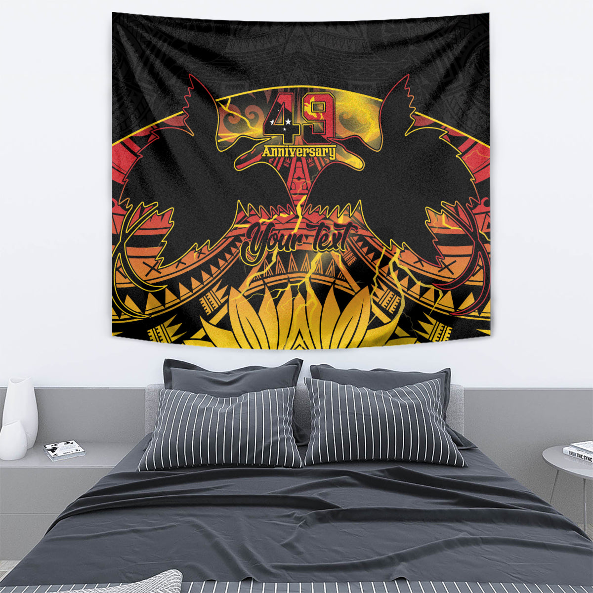 Personalised Papua New Guinea 49th Anniversary Tapestry Bird of Paradise Unity In Diversity LT9 - Polynesian Pride