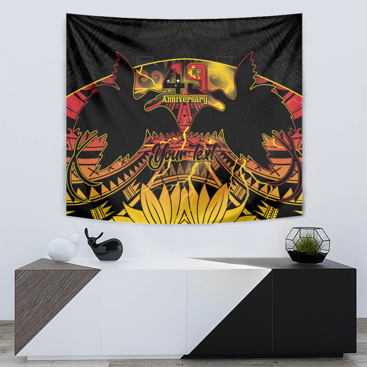 Personalised Papua New Guinea 49th Anniversary Tapestry Bird of Paradise Unity In Diversity LT9 - Polynesian Pride