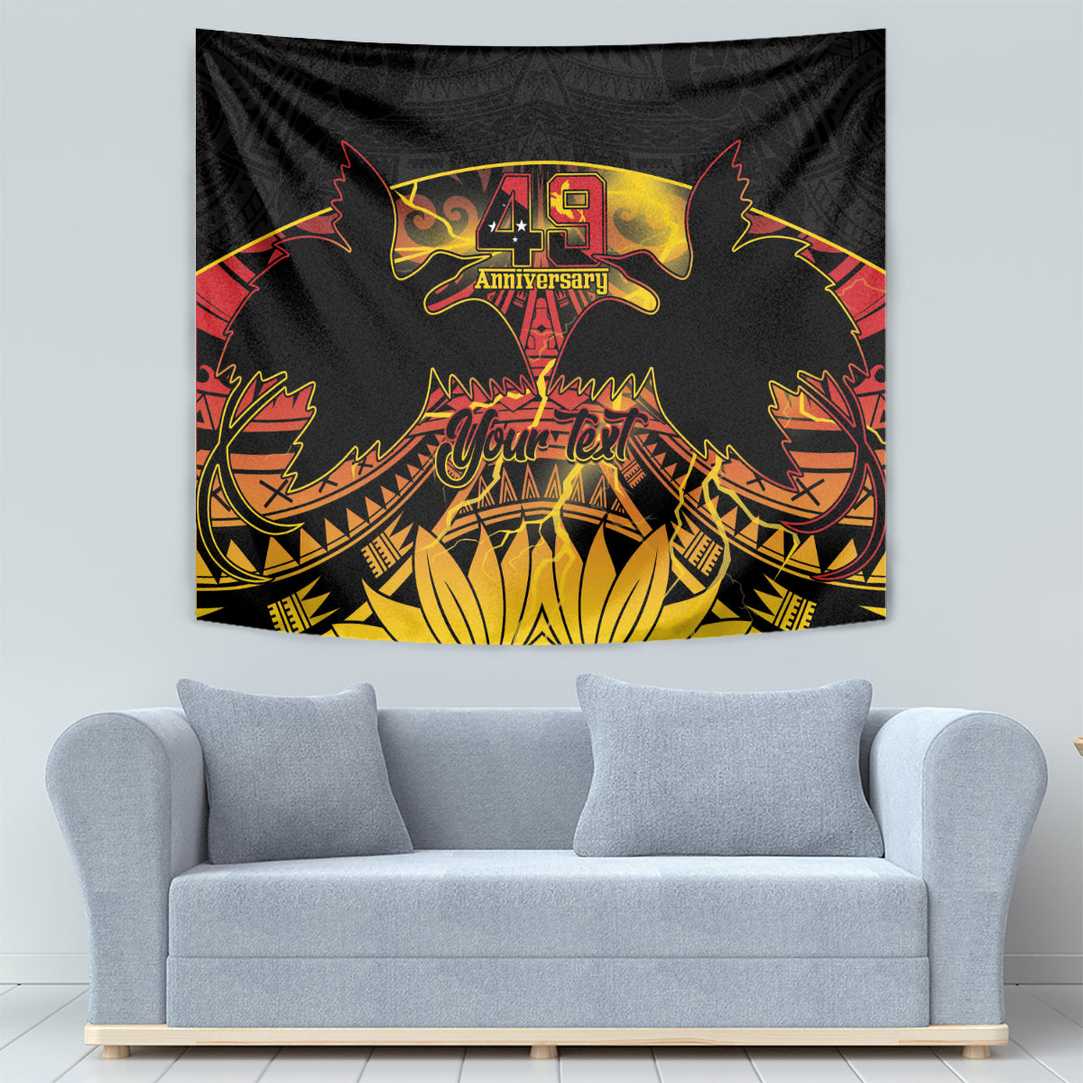 Personalised Papua New Guinea 49th Anniversary Tapestry Bird of Paradise Unity In Diversity LT9 - Polynesian Pride