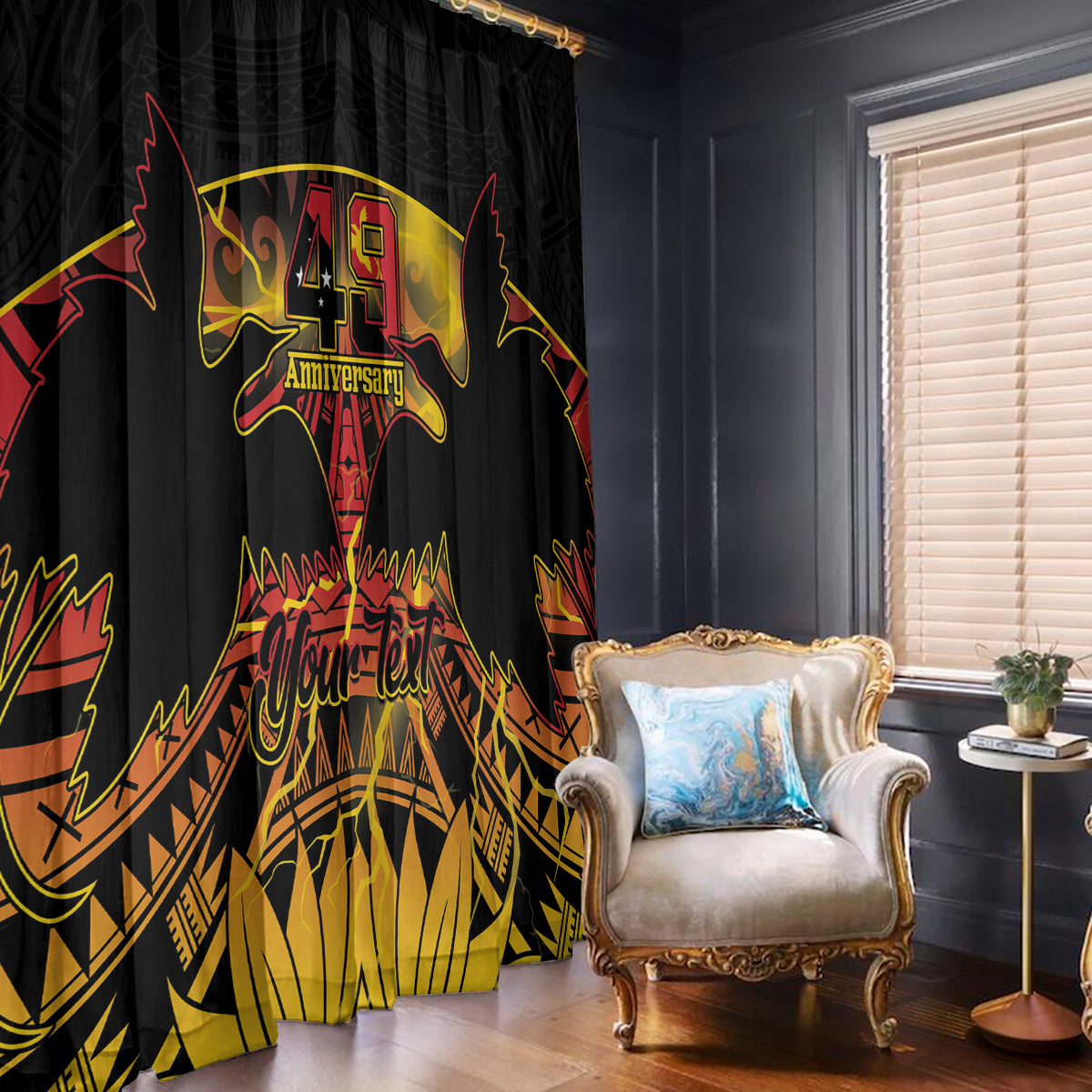 Personalised Papua New Guinea 49th Anniversary Window Curtain Bird of Paradise Unity In Diversity LT9 - Polynesian Pride