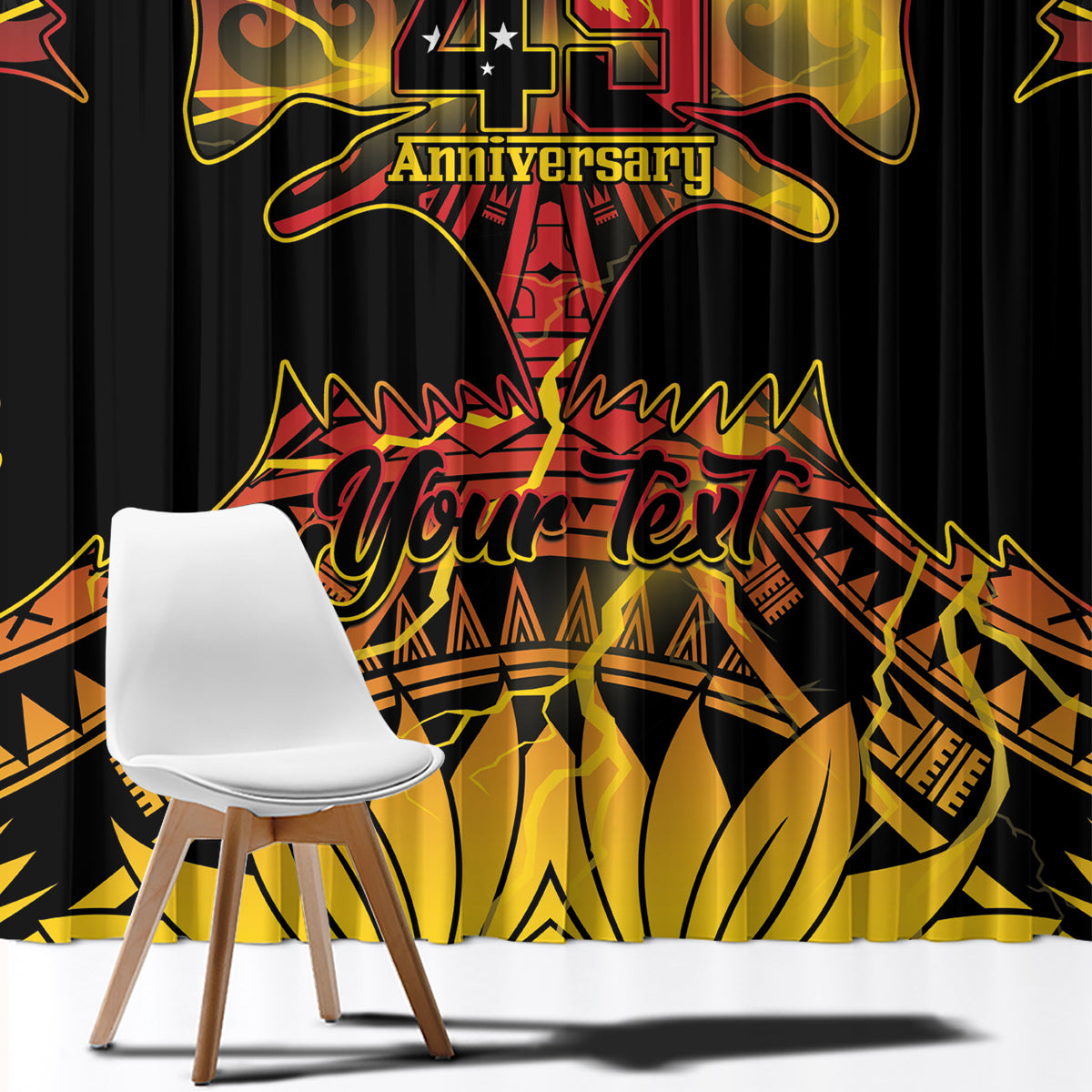 Personalised Papua New Guinea 49th Anniversary Window Curtain Bird of Paradise Unity In Diversity LT9 - Polynesian Pride