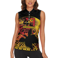 Personalised Papua New Guinea 49th Anniversary Women Sleeveless Polo Shirt Bird of Paradise Unity In Diversity