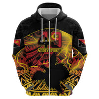 Personalised Papua New Guinea 49th Anniversary Zip Hoodie Bird of Paradise Unity In Diversity