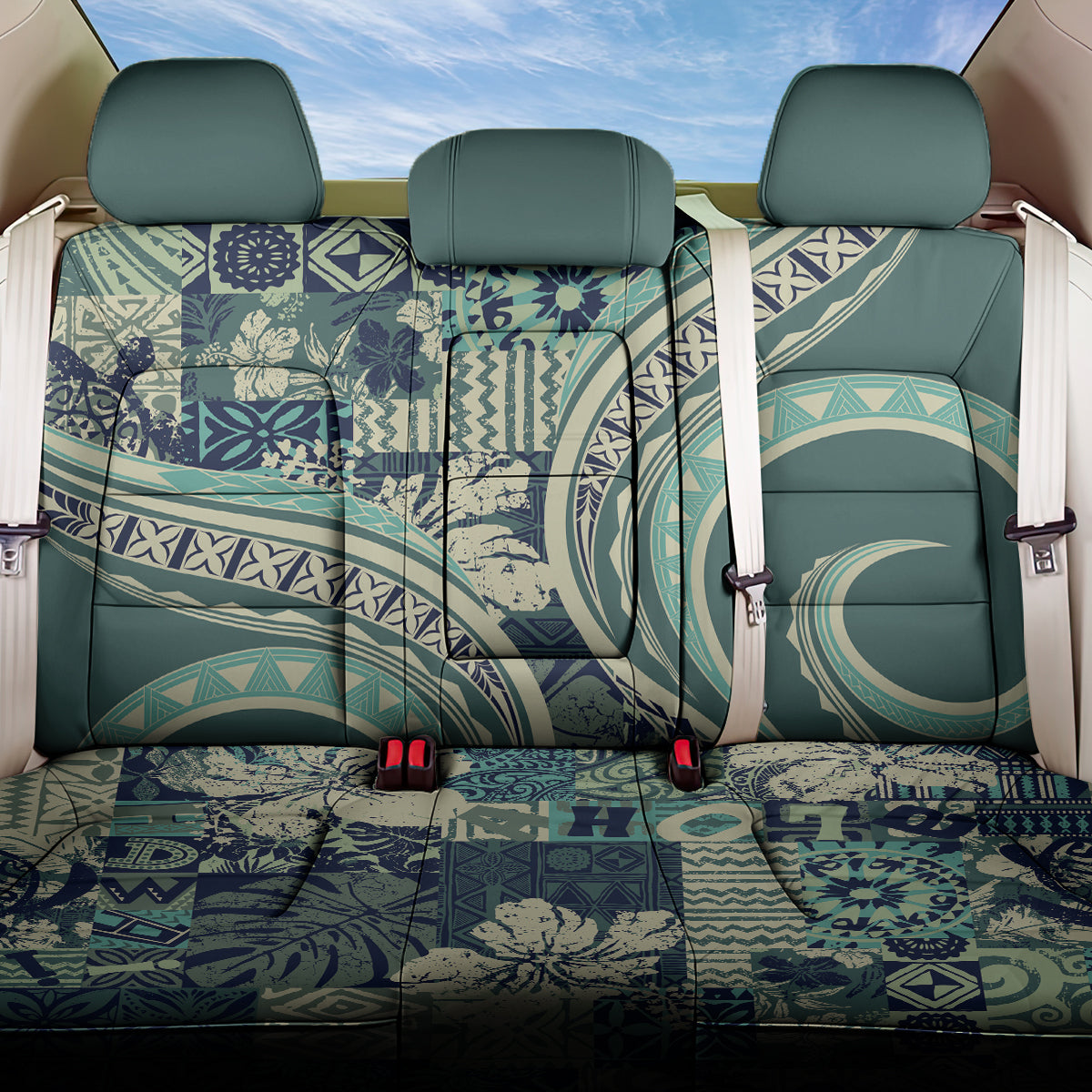 Hawaiian Hibiscus Tribal Vintage Motif Back Car Seat Cover Ver 1