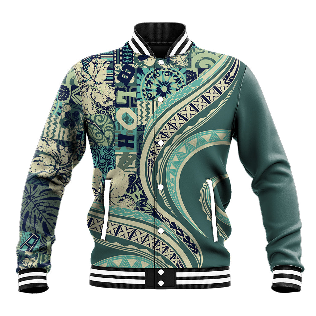 Hawaiian Hibiscus Tribal Vintage Motif Baseball Jacket Ver 1