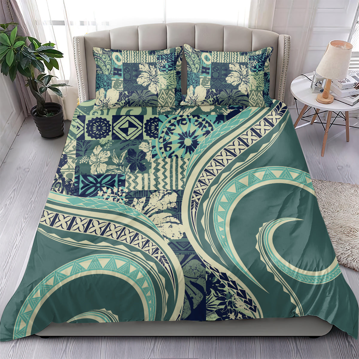 Hawaiian Hibiscus Tribal Vintage Motif Bedding Set Ver 1 LT9 - Polynesian Pride