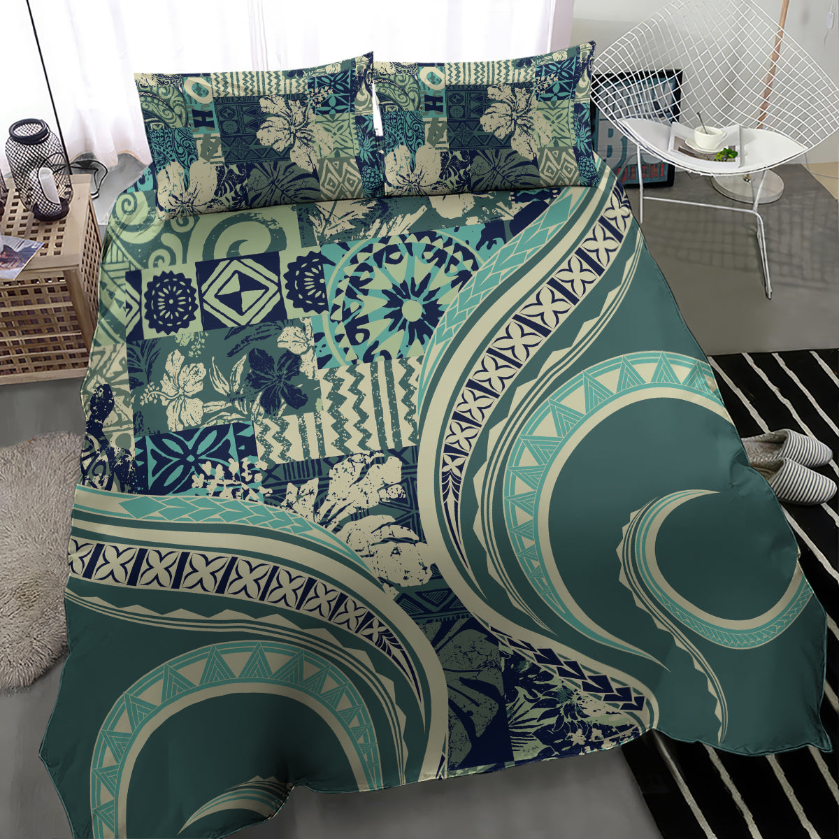Hawaiian Hibiscus Tribal Vintage Motif Bedding Set Ver 1 LT9 - Polynesian Pride