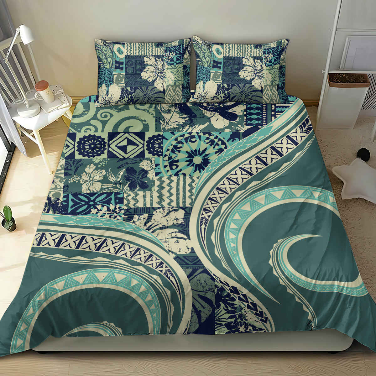 Hawaiian Hibiscus Tribal Vintage Motif Bedding Set Ver 1 LT9 - Polynesian Pride
