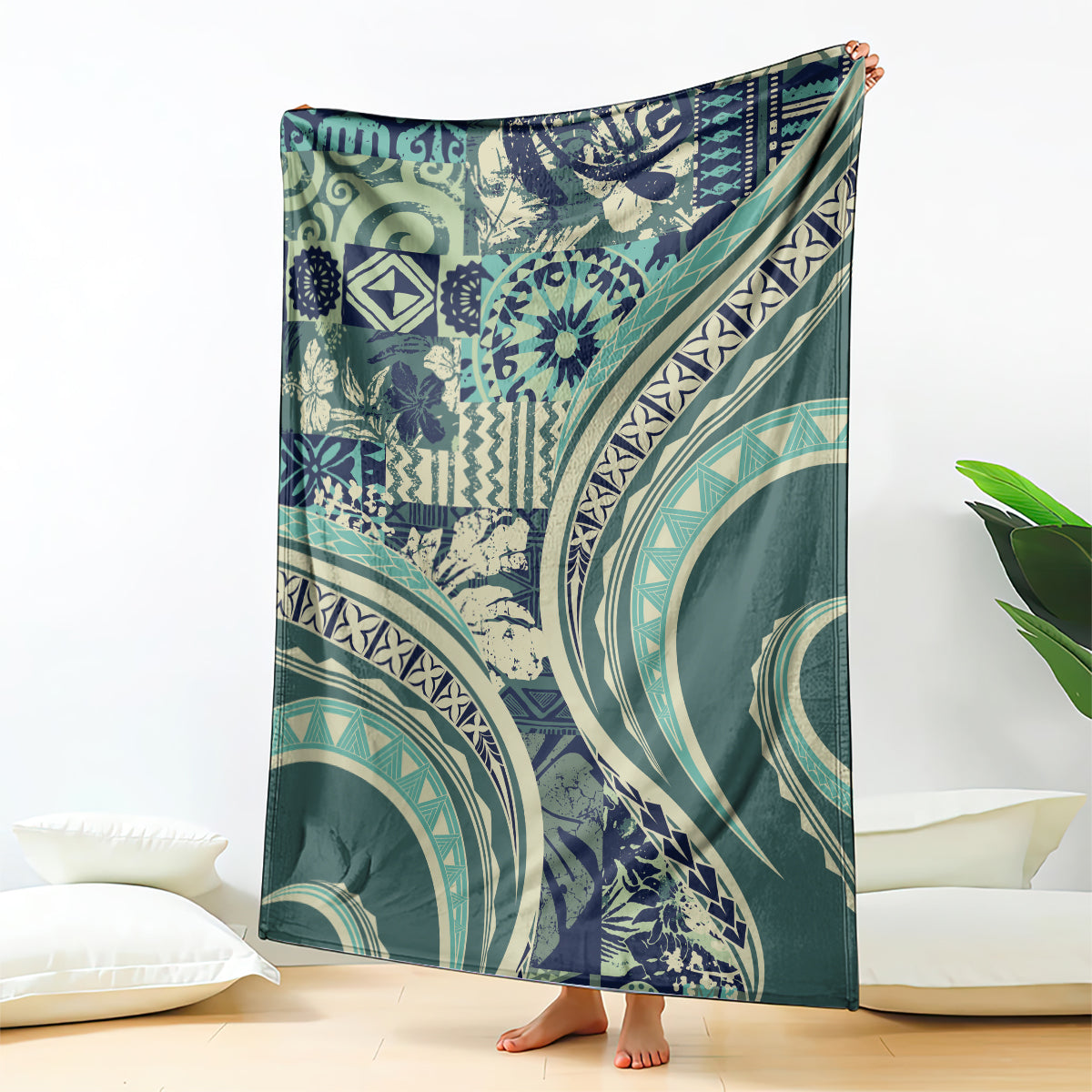 Hawaiian Hibiscus Tribal Vintage Motif Blanket Ver 1 LT9 - Polynesian Pride