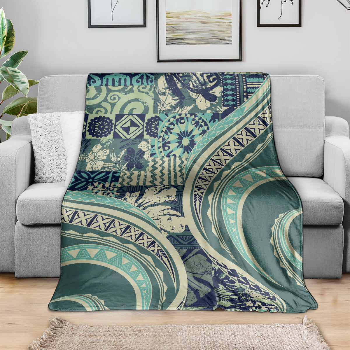 Hawaiian Hibiscus Tribal Vintage Motif Blanket Ver 1 LT9 - Polynesian Pride