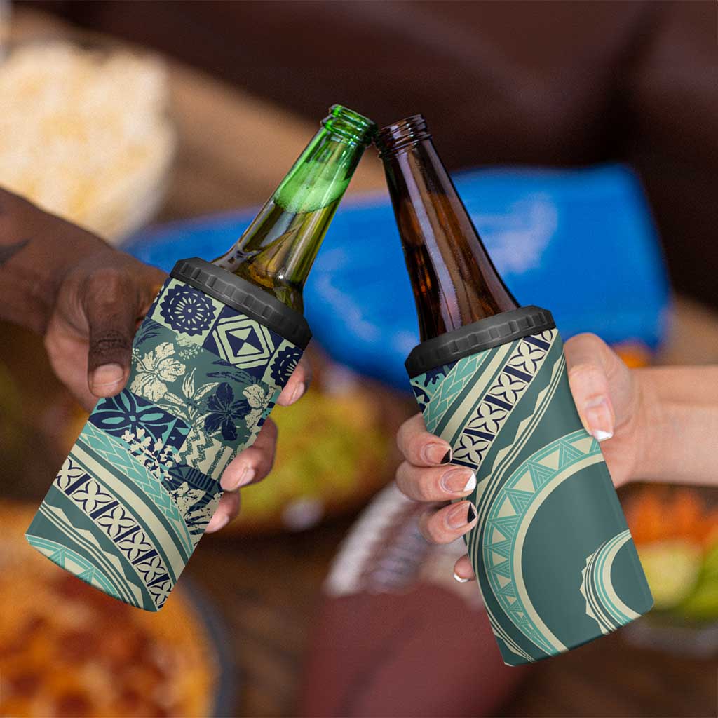 Hawaiian Hibiscus Tribal Vintage Motif 4 in 1 Can Cooler Tumbler Ver 1