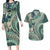 Hawaiian Hibiscus Tribal Vintage Motif Couples Matching Long Sleeve Bodycon Dress and Hawaiian Shirt Ver 1