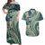 Hawaiian Hibiscus Tribal Vintage Motif Couples Matching Off Shoulder Maxi Dress and Hawaiian Shirt Ver 1