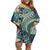 Hawaiian Hibiscus Tribal Vintage Motif Family Matching Off Shoulder Short Dress and Hawaiian Shirt Ver 1