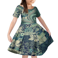Hawaiian Hibiscus Tribal Vintage Motif Family Matching Tank Maxi Dress and Hawaiian Shirt Ver 1