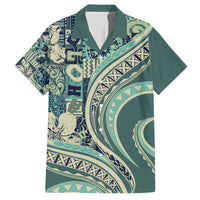 Hawaiian Hibiscus Tribal Vintage Motif Family Matching Tank Maxi Dress and Hawaiian Shirt Ver 1
