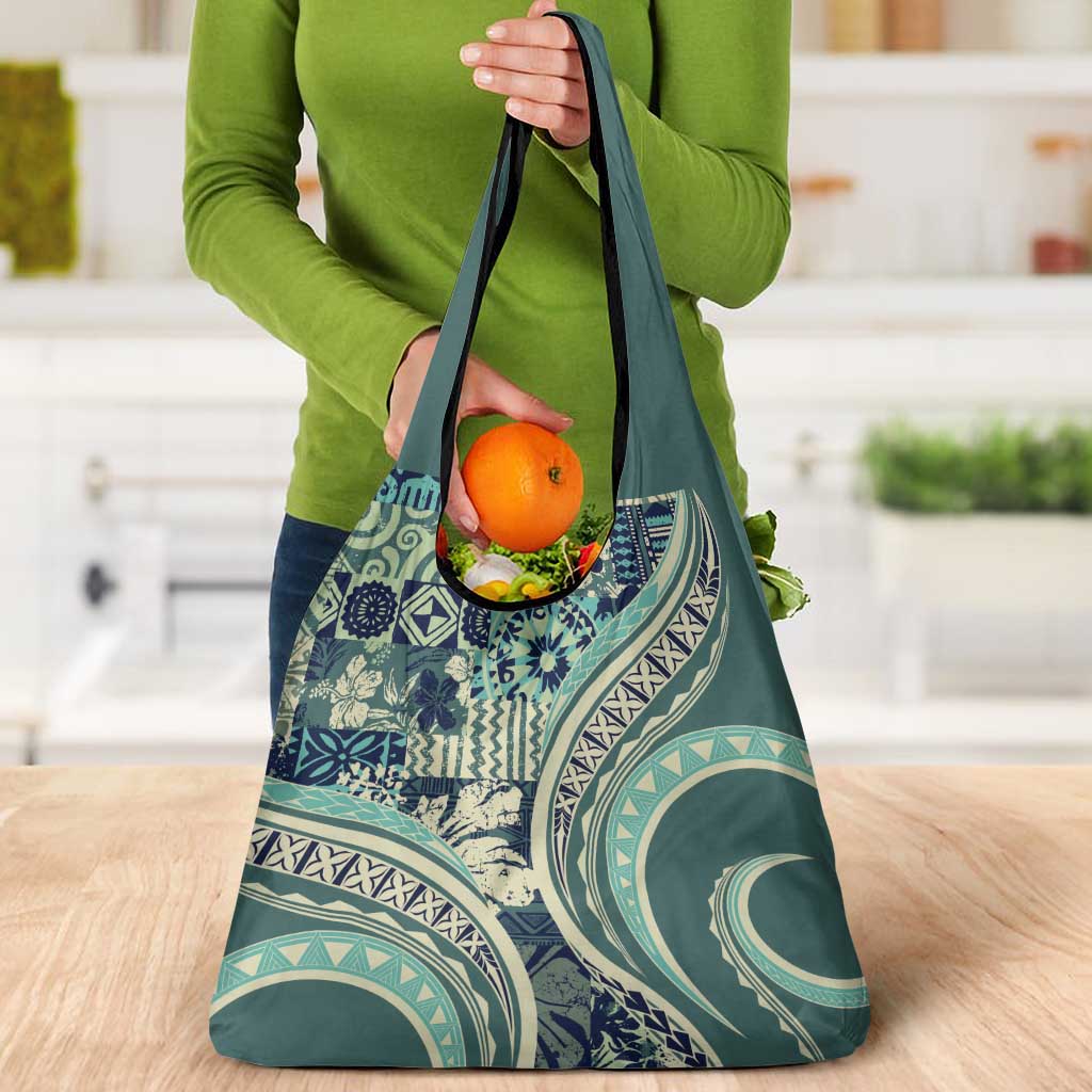 Hawaiian Hibiscus Tribal Vintage Motif Grocery Bag Ver 1 LT9 - Polynesian Pride
