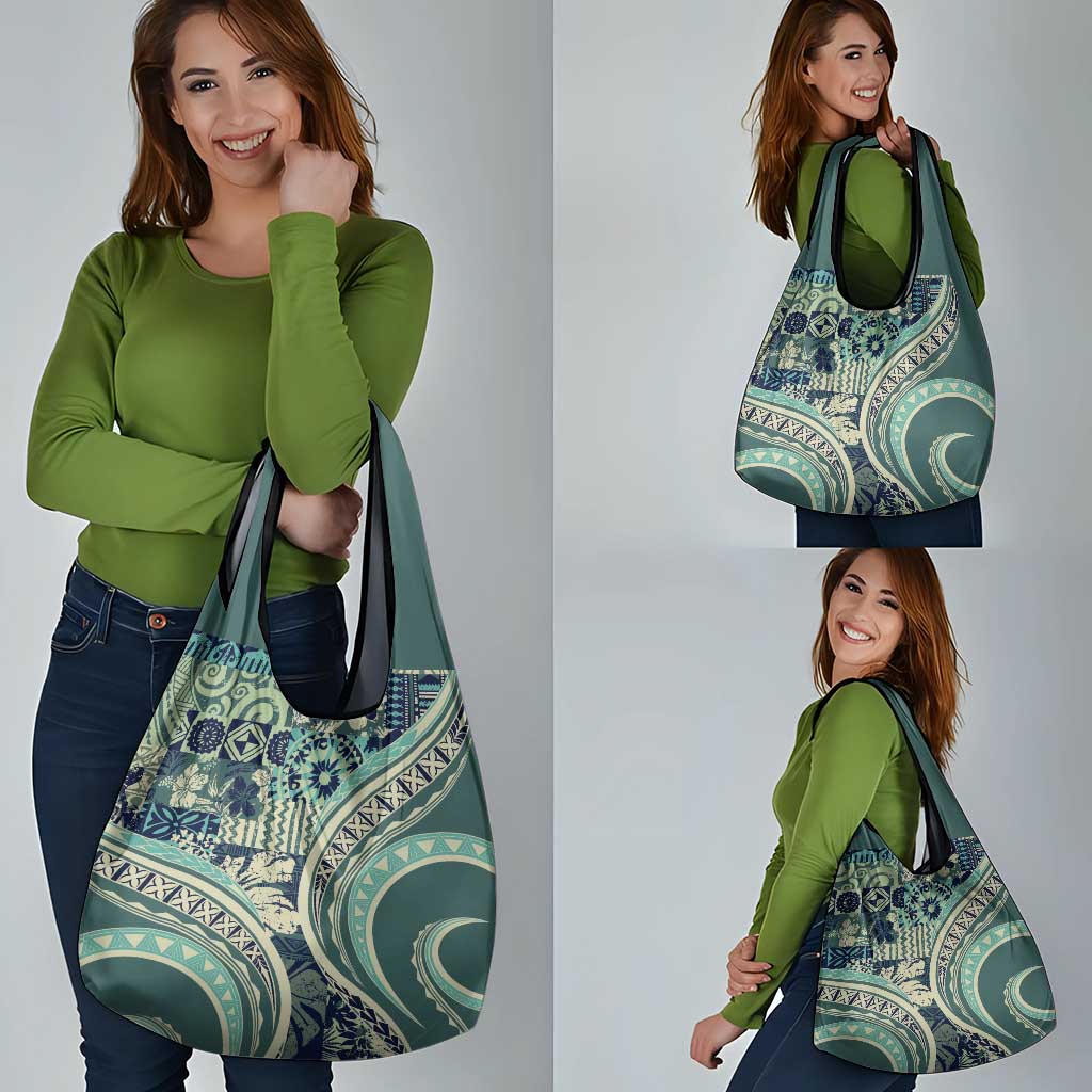Hawaiian Hibiscus Tribal Vintage Motif Grocery Bag Ver 1 LT9 - Polynesian Pride