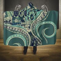 Hawaiian Hibiscus Tribal Vintage Motif Hooded Blanket Ver 1 LT9 One Size Sea Green - Polynesian Pride