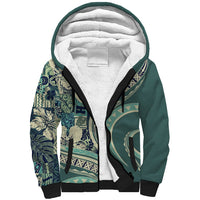 Hawaiian Hibiscus Tribal Vintage Motif Sherpa Hoodie Ver 1 LT9 Unisex Sea Green - Polynesian Pride