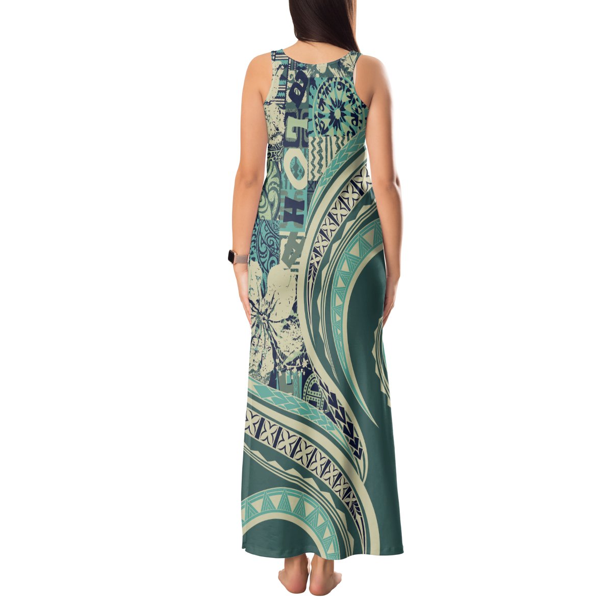 Hawaiian Hibiscus Tribal Vintage Motif Tank Maxi Dress Ver 1 LT9 - Polynesian Pride