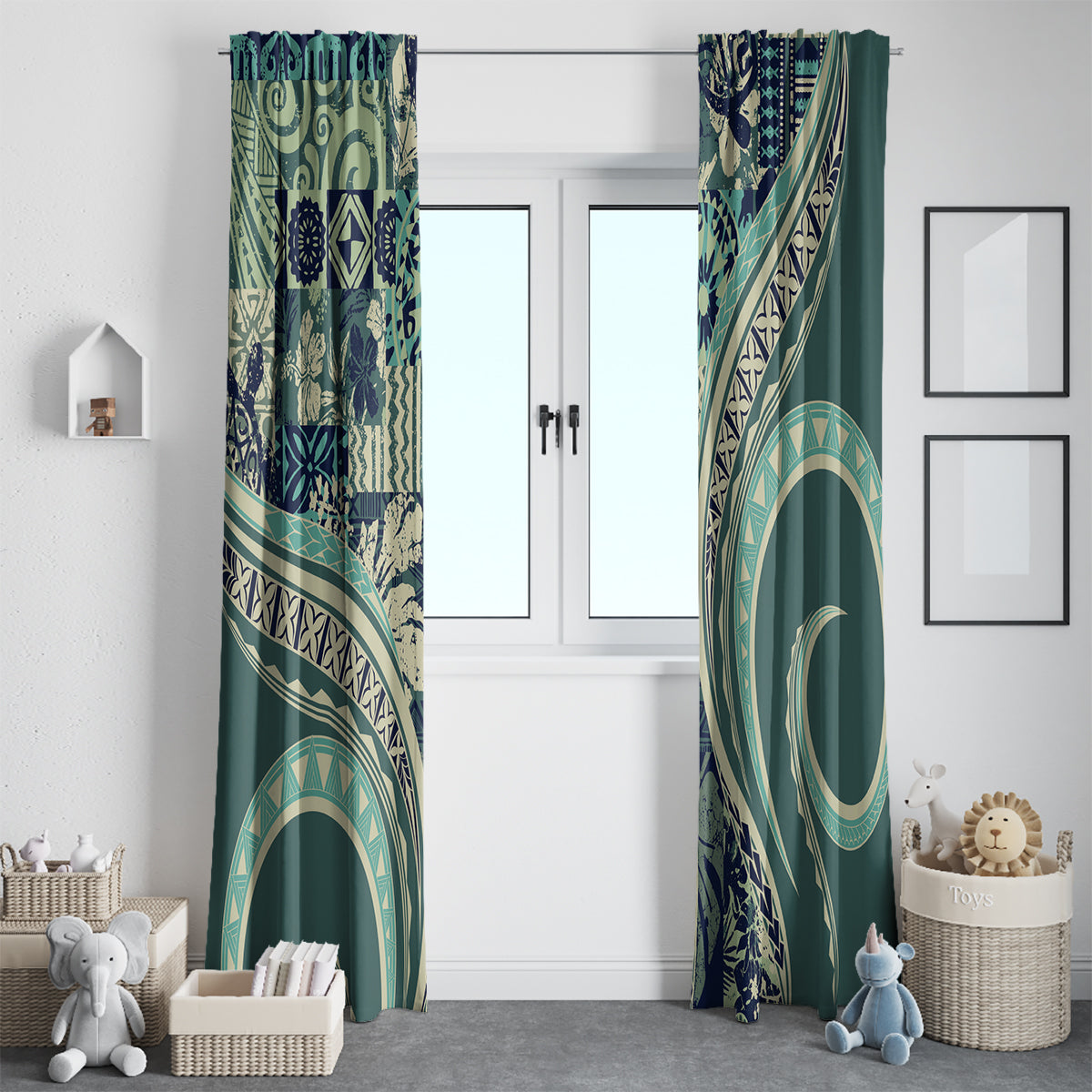 Hawaiian Hibiscus Tribal Vintage Motif Window Curtain Ver 1 LT9 - Polynesian Pride