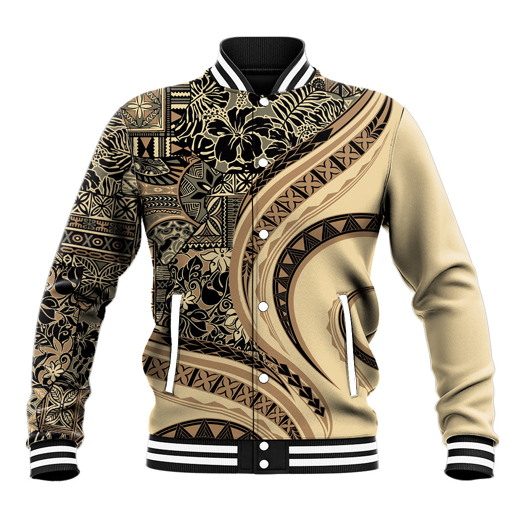 Hawaiian Hibiscus Tribal Vintage Motif Baseball Jacket Ver 2