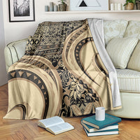 Hawaiian Hibiscus Tribal Vintage Motif Blanket Ver 2 LT9 Beige - Polynesian Pride