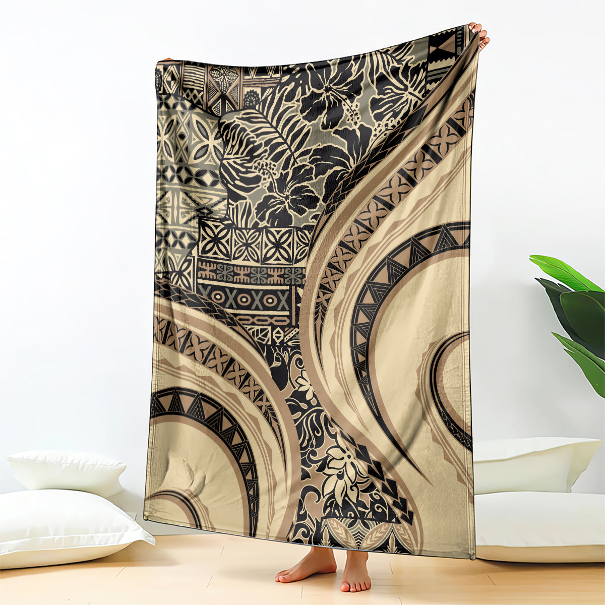 Hawaiian Hibiscus Tribal Vintage Motif Blanket Ver 2 LT9 - Polynesian Pride