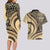 Hawaiian Hibiscus Tribal Vintage Motif Couples Matching Long Sleeve Bodycon Dress and Hawaiian Shirt Ver 2