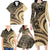 Hawaiian Hibiscus Tribal Vintage Motif Family Matching Long Sleeve Bodycon Dress and Hawaiian Shirt Ver 2